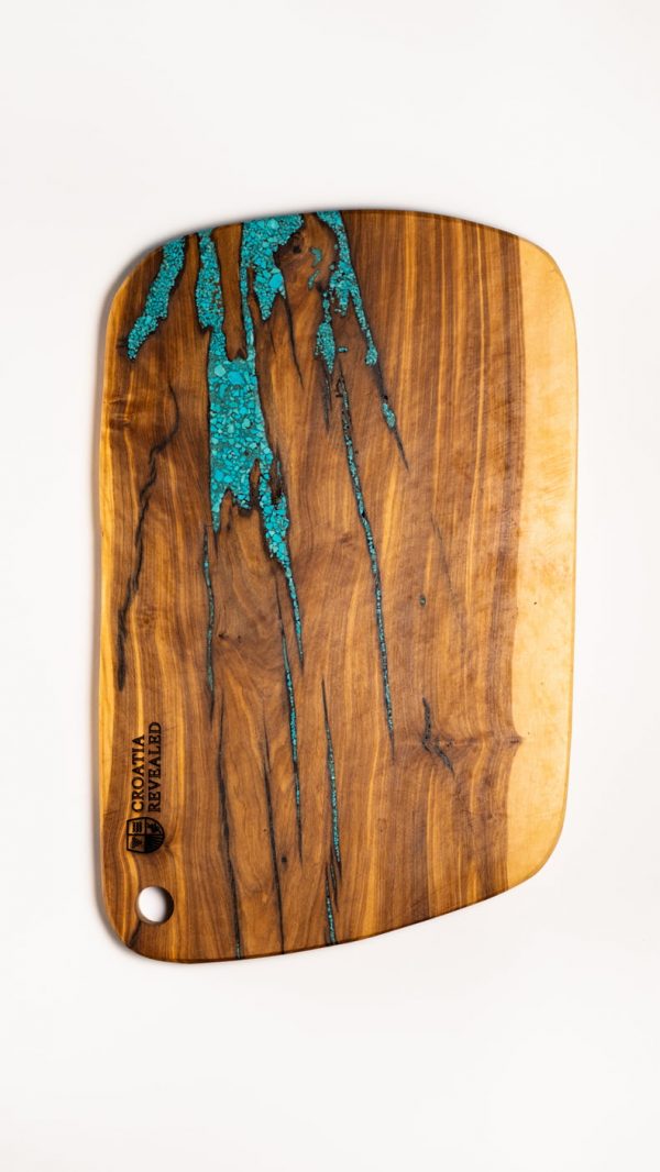 OLIVE WOOD SERVING BOARD TURQUOISE L