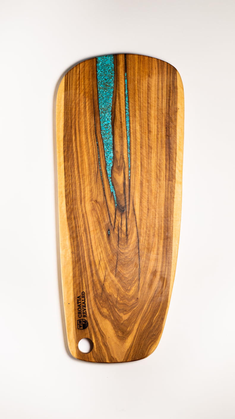 SERVING BOARD TURQUOISE XL OLIVE WOOD