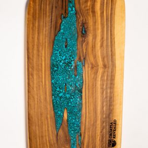 OLIVE WOOD SERVING BOARD TURQUOISE XXL