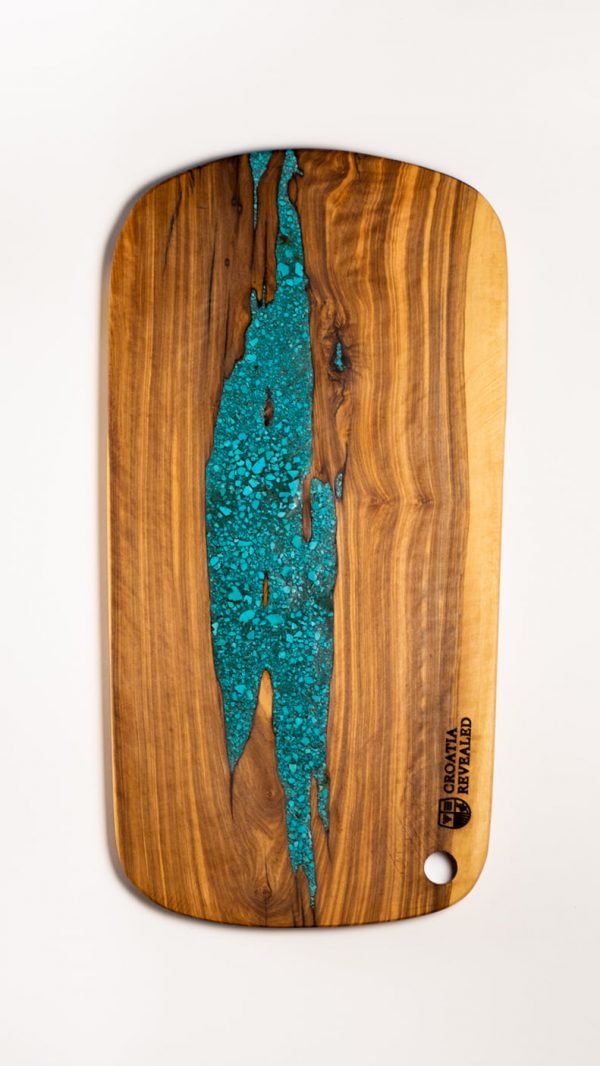 OLIVE WOOD SERVING BOARD TURQUOISE XXL